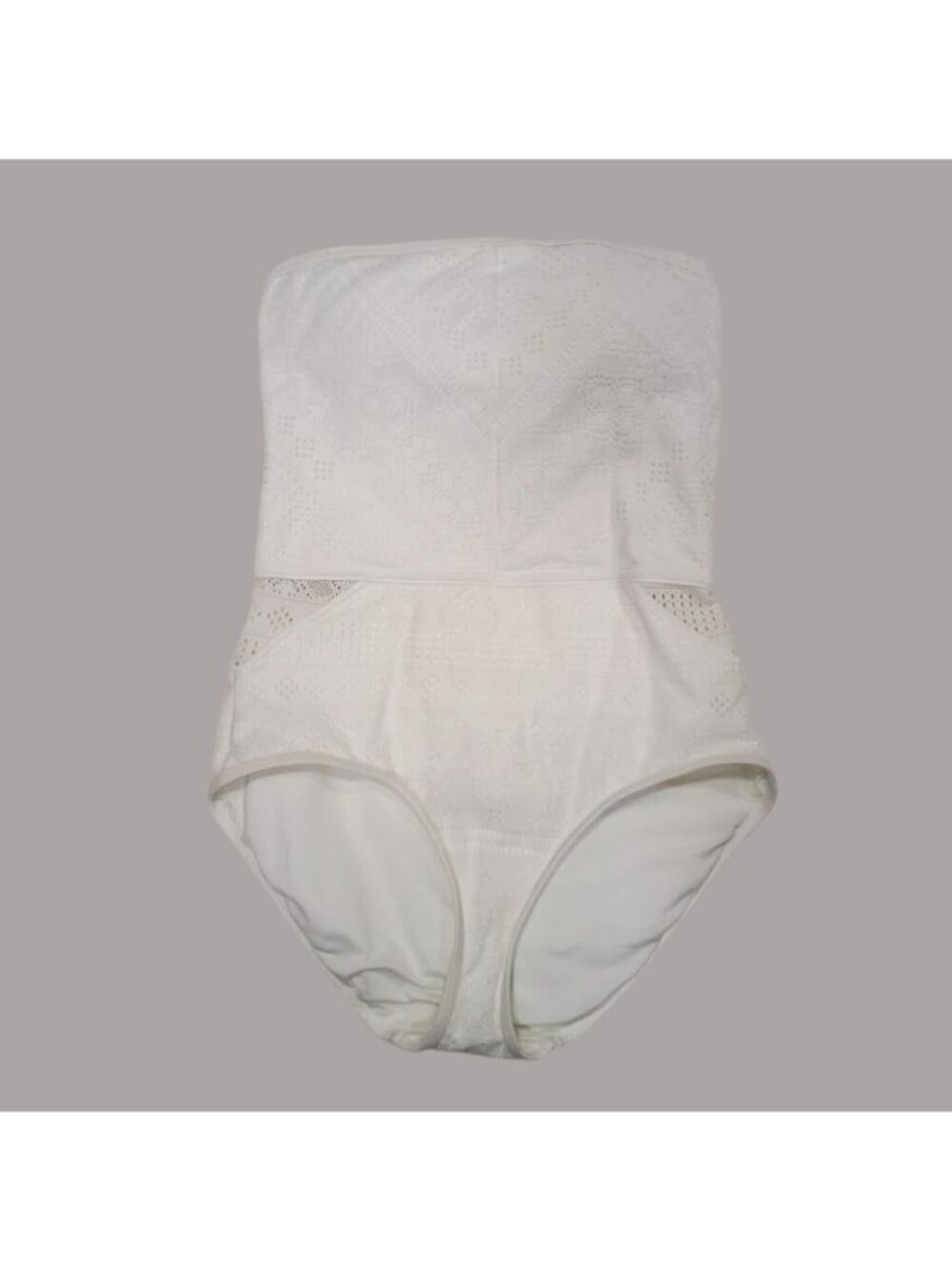 Anne Cole White Strapless Tie-Front One-Piece Swimsuit With Lace Details - Picture 7 of 11